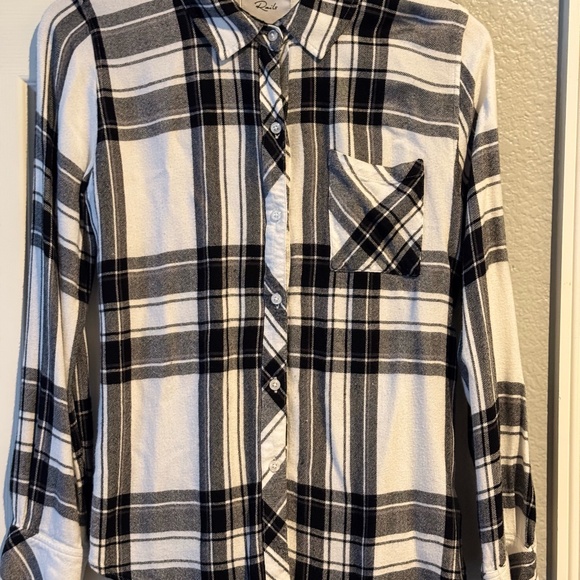 Rails Flannel Shirt XS Black/White - Picture 1 of 3